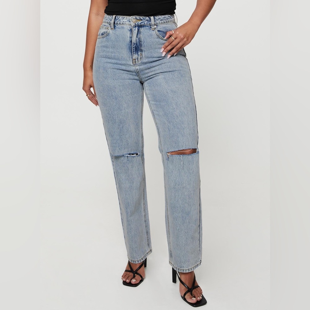 NWT PRINCESS POLLY Light Wash Holland Jeans in Light Blue Size 14